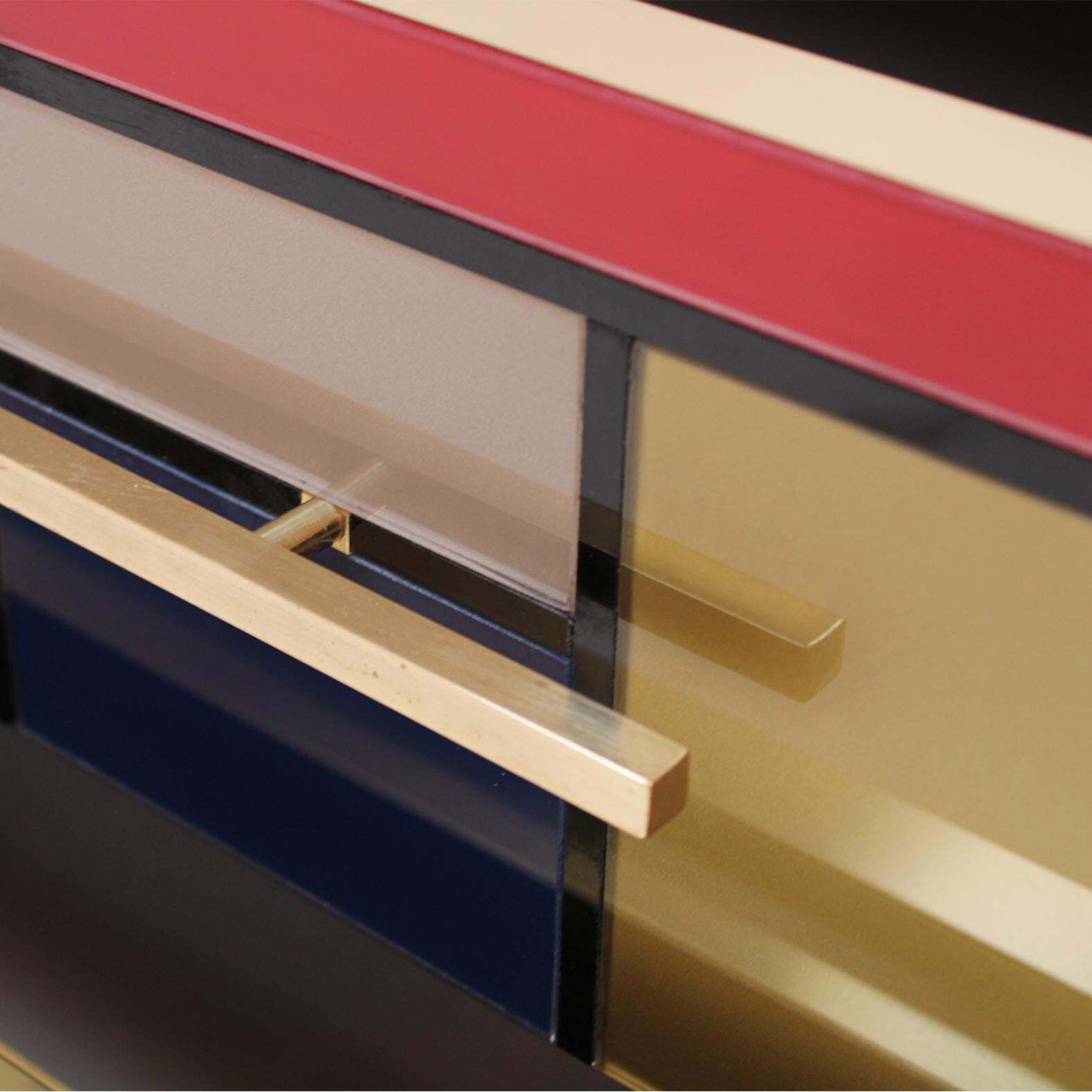 photo furniture Murano Coloured Glass And Brass Sideboard Composed Of 6 Drawers