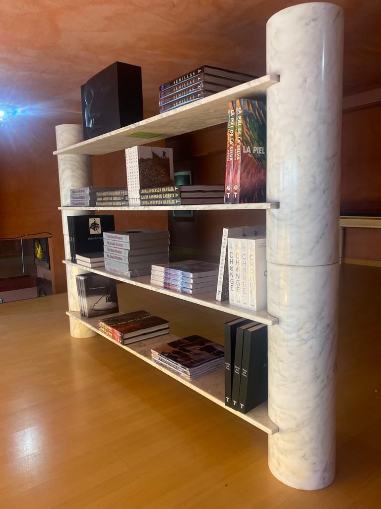 photo furniture Mid Century Modern Loico Bookcase By Angelo Mangiarotti In White Carrara Marble