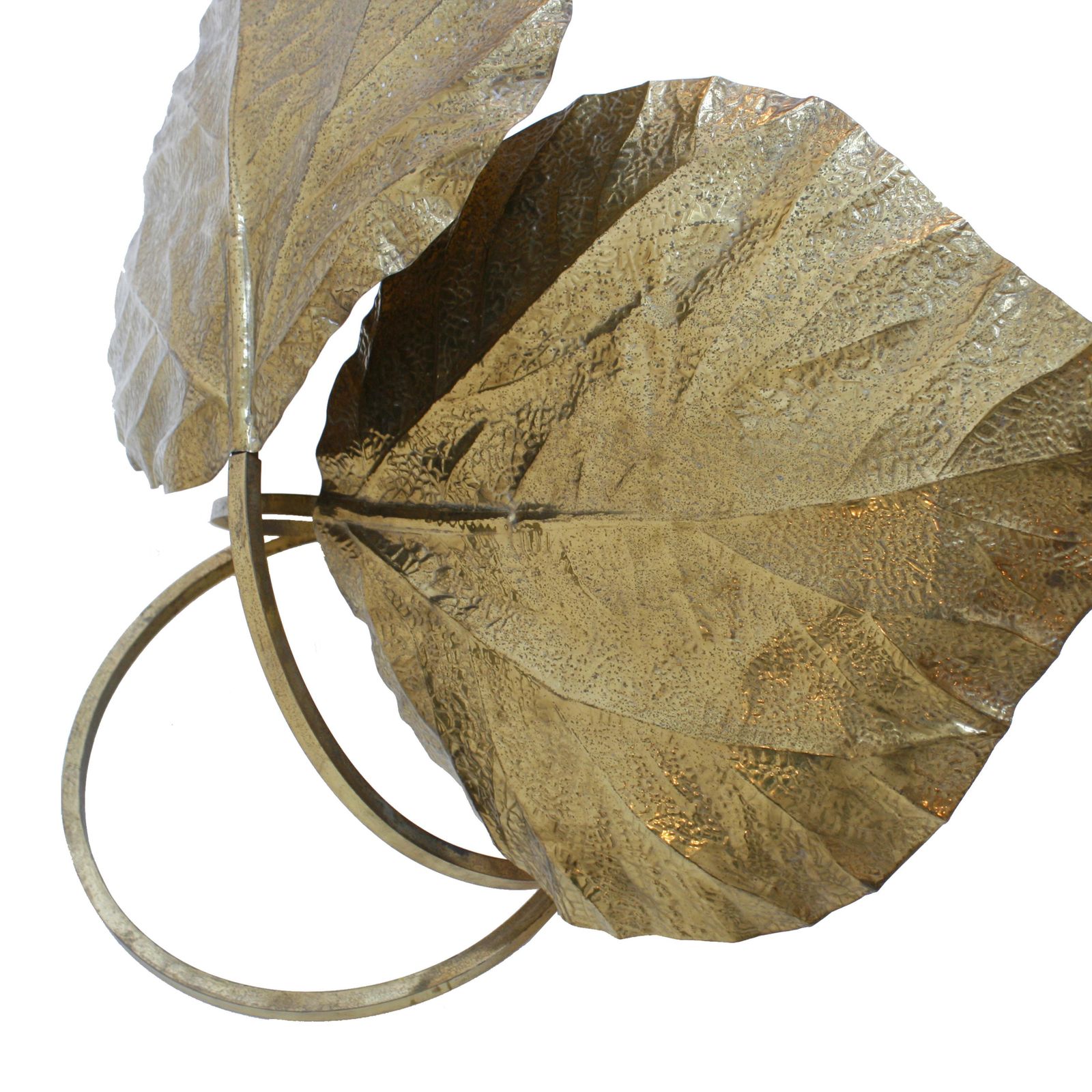 Tommaso Barbi Mid Century Modern Italian Brass Leaves Shape Table Lamp photo 3579.0