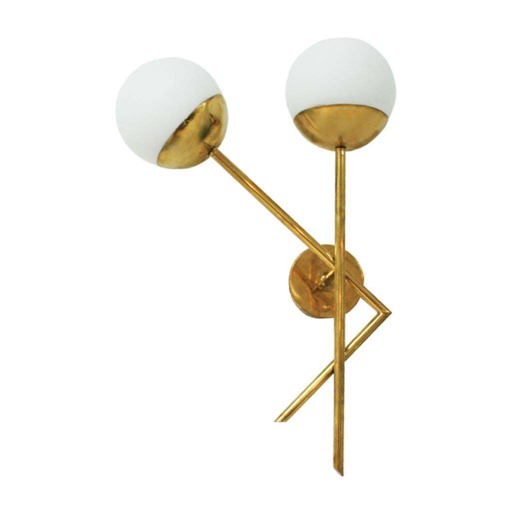 Mid Century Italian Modern Style Brass And Glass Sconces, Set Of 2 photo furniture