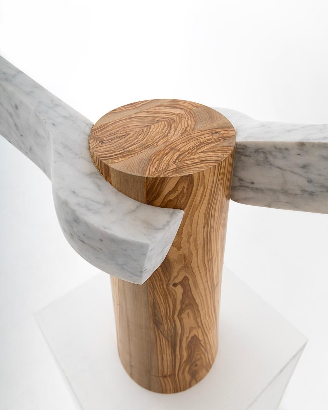 Sculptural Lamp Designed By Carlos Aucejo, Made Of Marble And Wood. photo Lighting