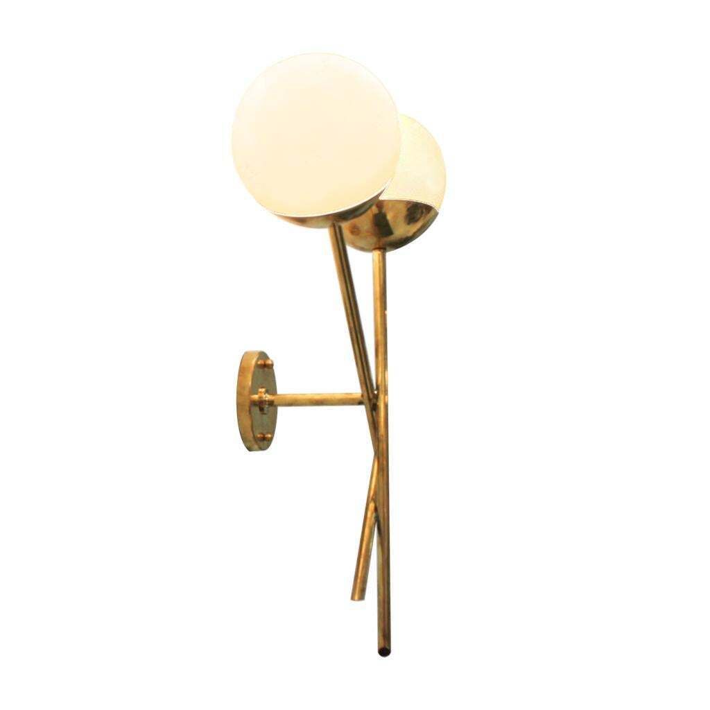 Mid Century Italian Modern Style Brass And Glass Sconces, Set Of 2 photo buy