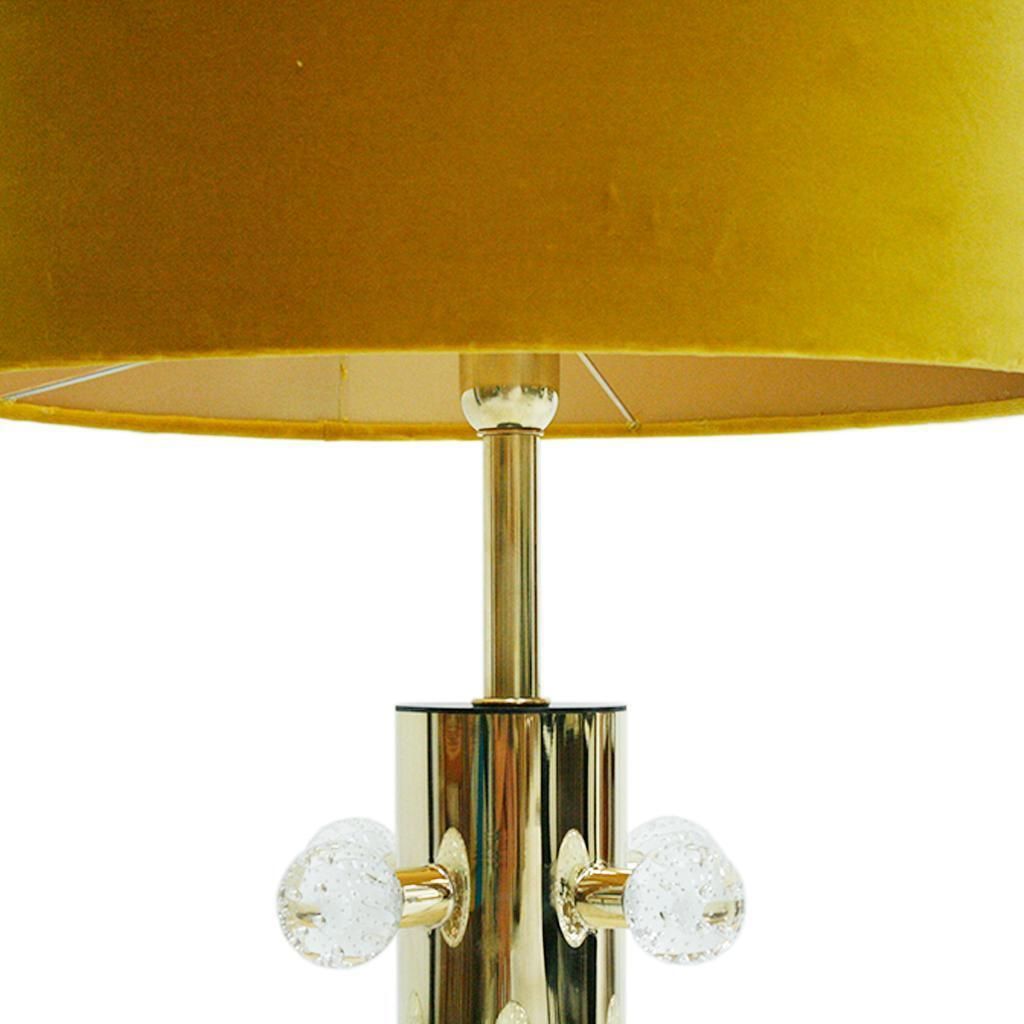Mid Century Modern Pair Of Sculptural Clear Murano Glassand Brass Table Lamps photo 3400.0