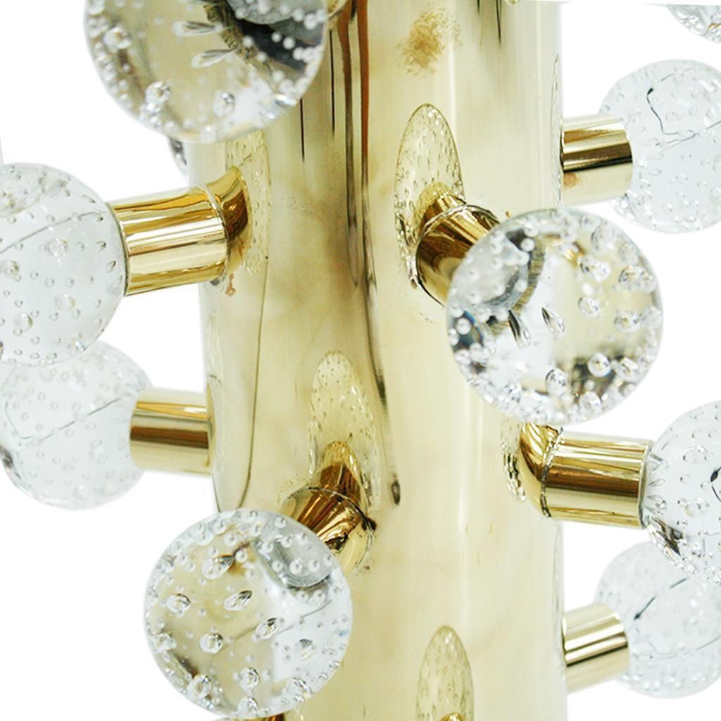 Mid Century Modern Pair Of Sculptural Clear Murano Glassand Brass Table Lamps photo vintage