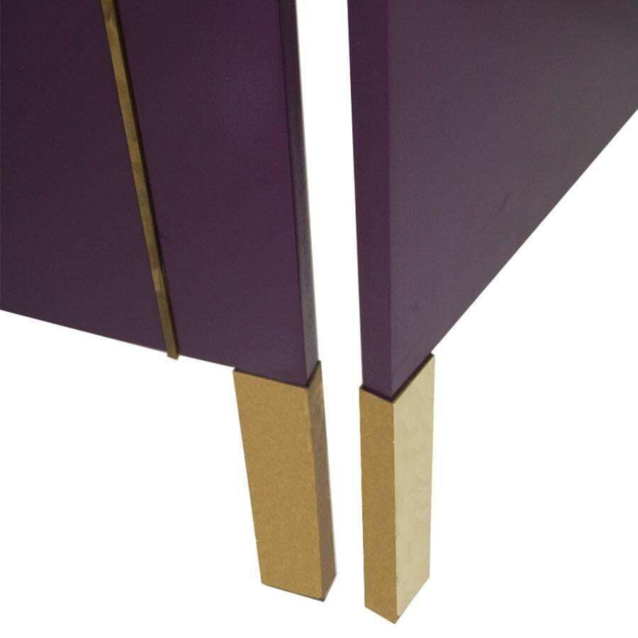 Mid Century Modern Purple Wood Gold Brass Italian Screen Divider photo for sale