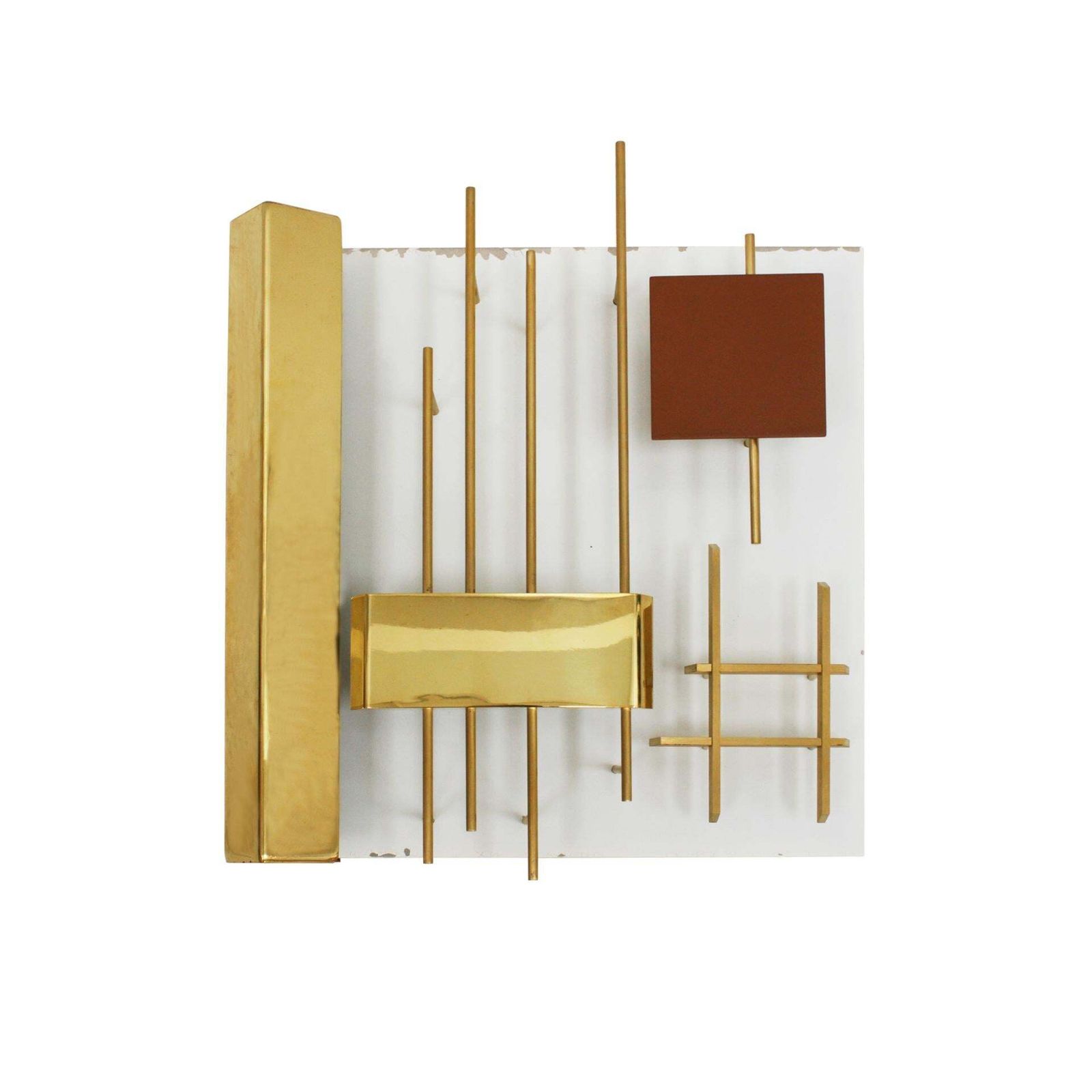 Gio Ponti Edited By Lumi Original Italian 1960s Pair Of Brass & Steel Sconces photo for sale