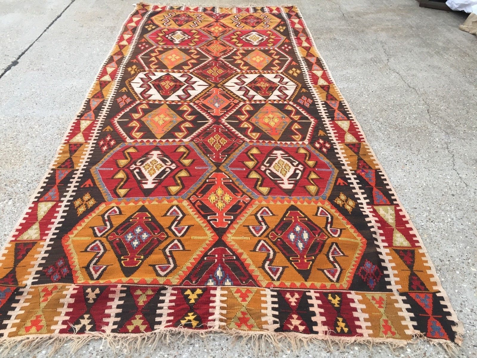 Vintage Turkish Kilim Kelim Rug  358x164cm Shabby Chic Wool, Country Home, Boho