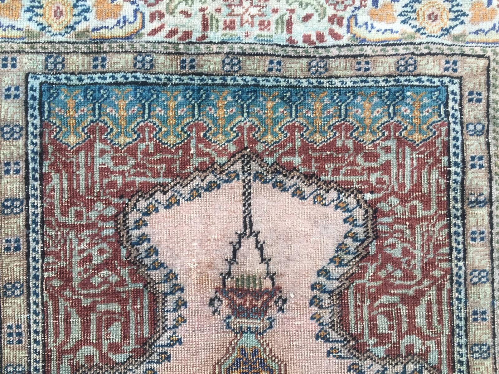 Antique Turkish Silk Rug 128x79cm Shabby, Country Home  Tribal Boho Vintage Old