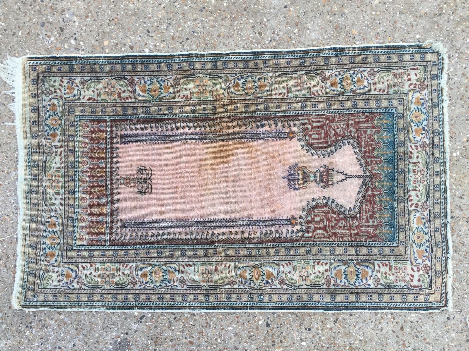Antique Turkish Silk Rug 128x79cm Shabby, Country Home  Tribal Boho Vintage Old photo 335.0