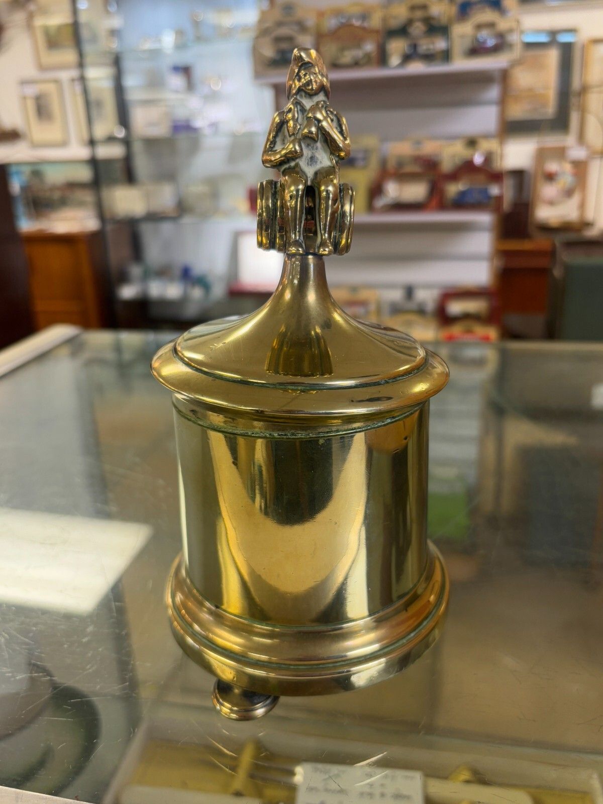 Antique Georgian Brass Tobacco/ Storage Jar With Pirate Finial Lid photo for sale
