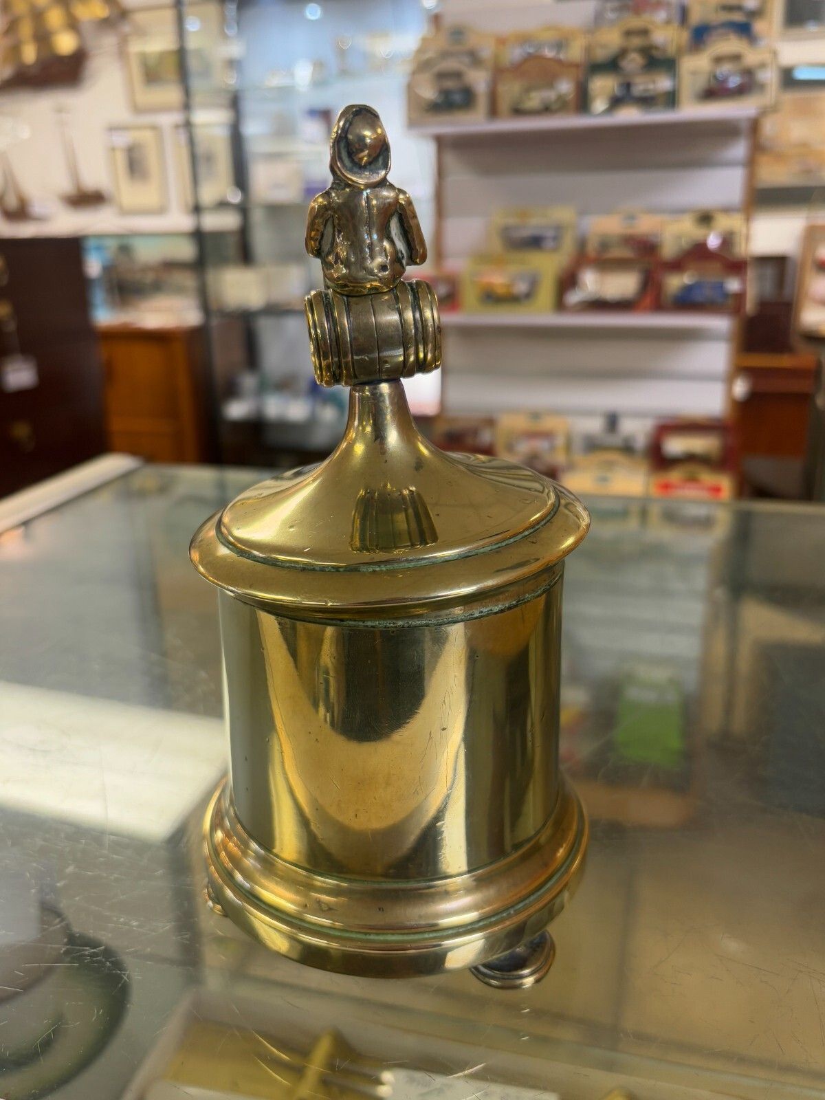 Antique Georgian Brass Tobacco/ Storage Jar With Pirate Finial Lid photo 65.0