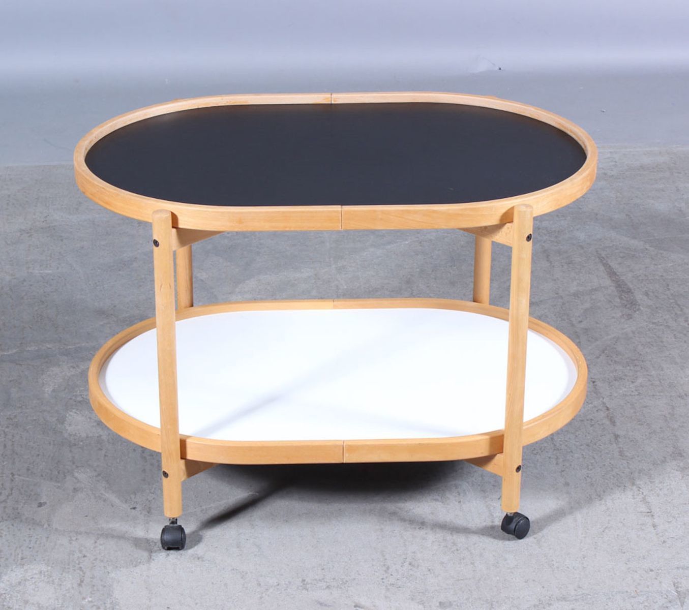 Danish Modernist Oval Beech Tray Trolley By Hans Bølling For Torben ørskov, 1970s