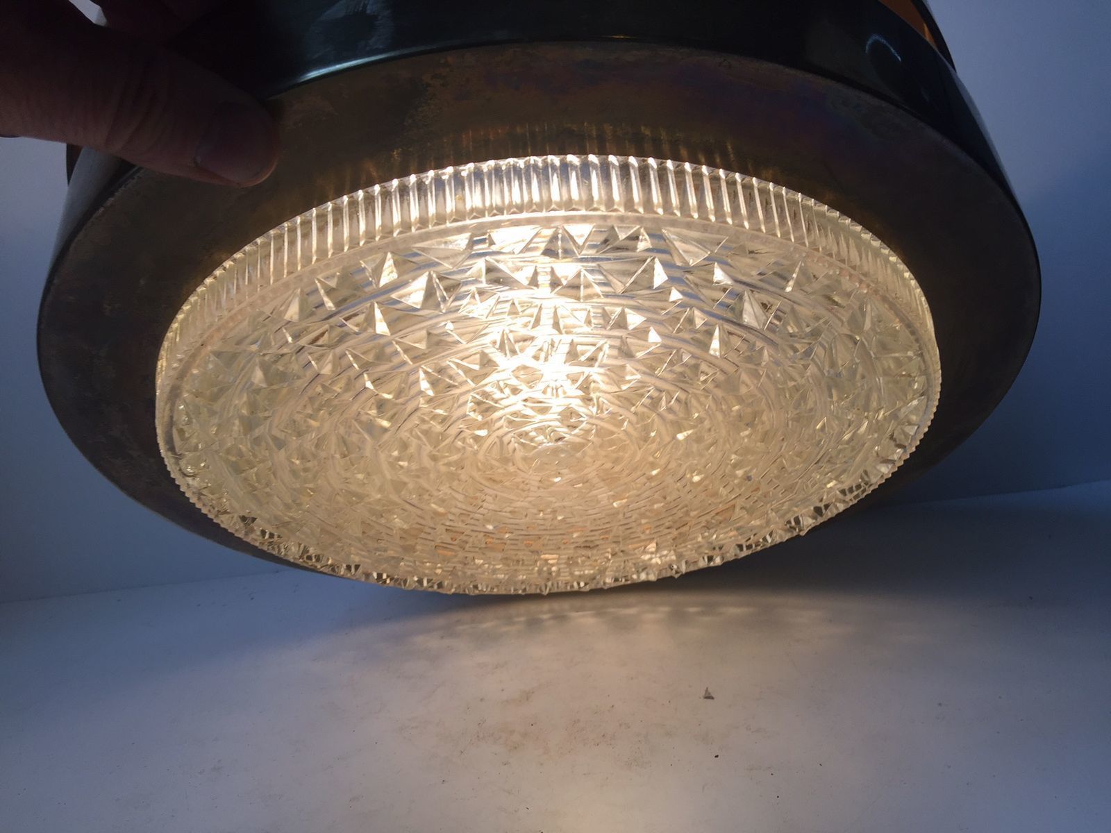 Brass & Crystal Pendant Lamp By Lisa Johansson Papé For Orno, 1960s photo 1254.0