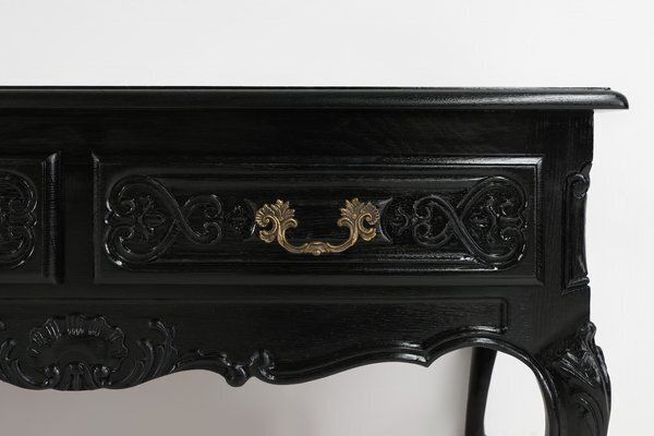 20th Century Louis XV Style Black Low Sideboard, France, 1950s photo for sale