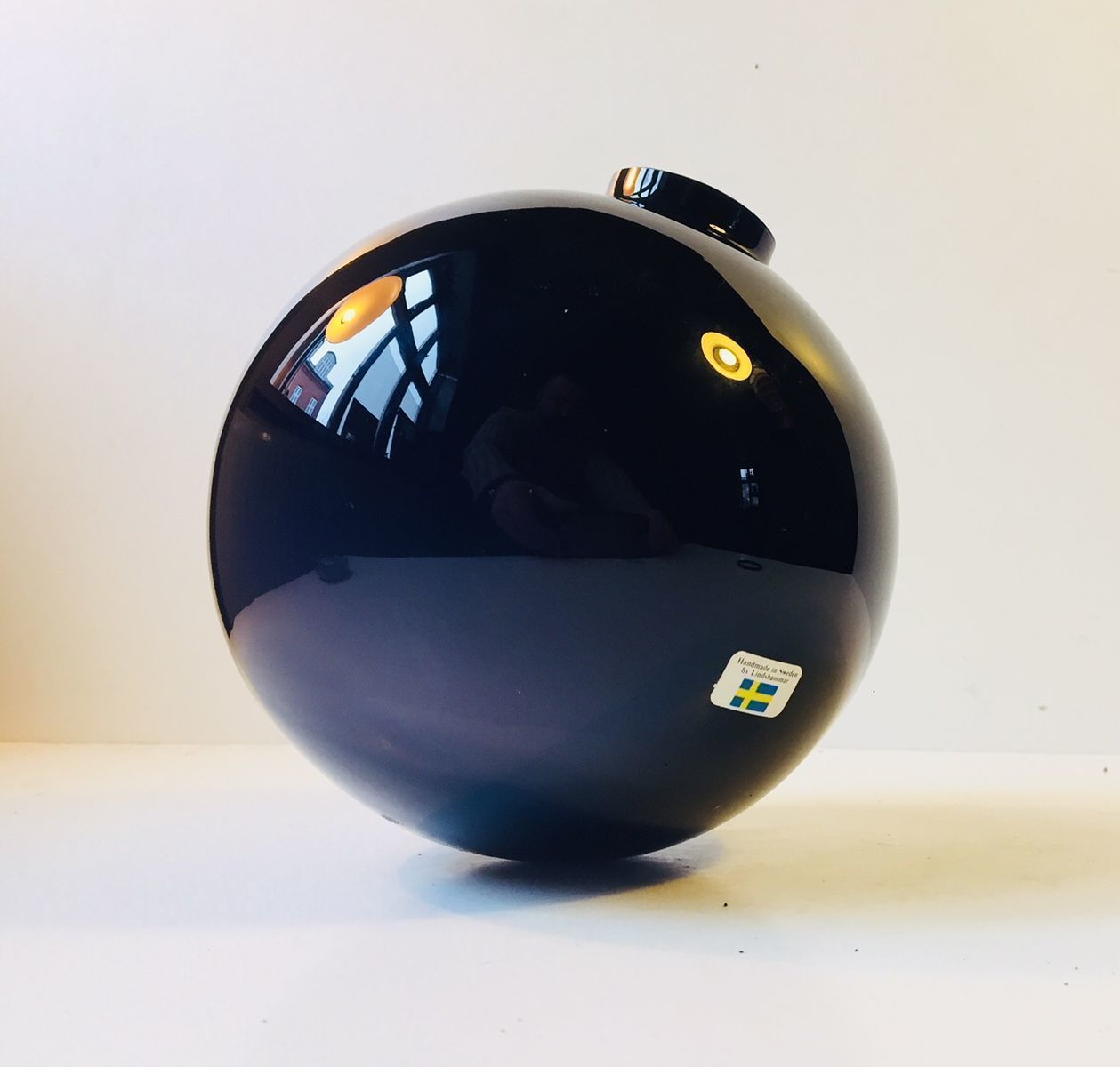 Rocking Spherical Glass Vase By Birgitta Watz For Lindshammar, 1995 photo furniture