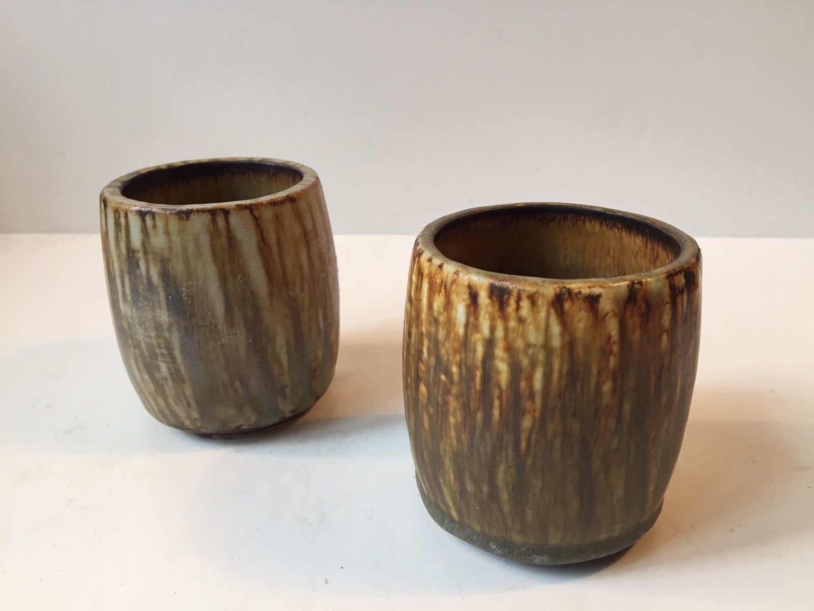 Mid Century Taupe Hare Fur Glaze Vases By Gunnar Nylund For Rörstrand, Set Of 2 photo furniture