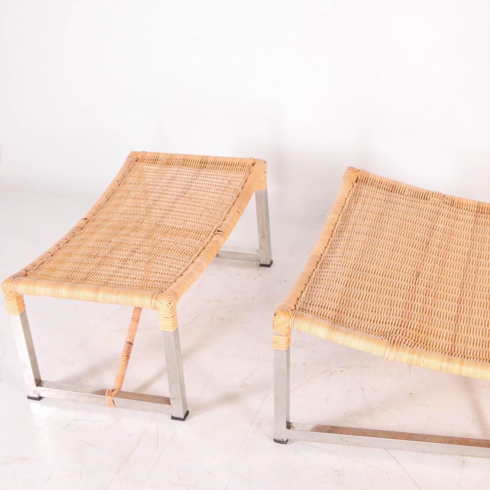 Large Rattan And Metal Chair And Ottoman photo vintage
