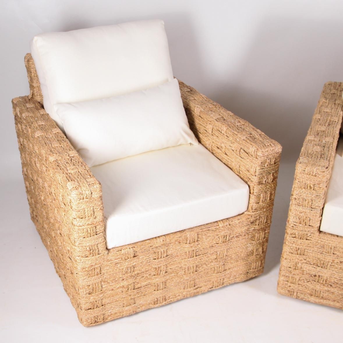 Paire Of Braided Seagrass Armchairs photo for sale
