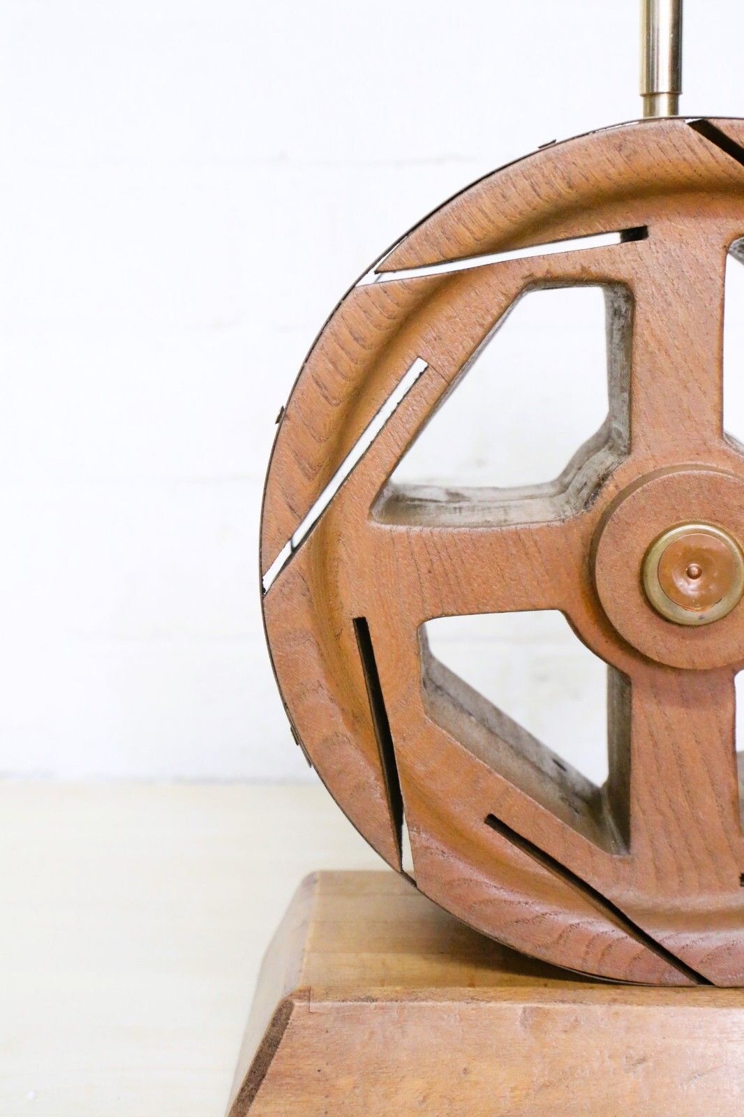 Table Lamp Unique Vintage English Wooden Antique Water Wheel Lamp Converted photo Lighting