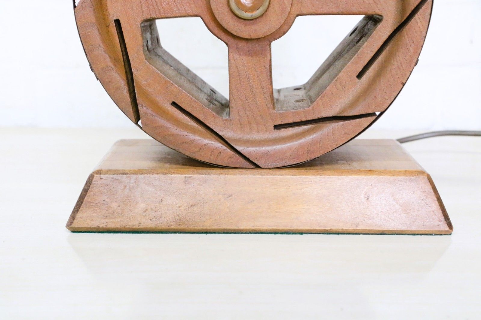 Table Lamp Unique Vintage English Wooden Antique Water Wheel Lamp Converted photo vinterior