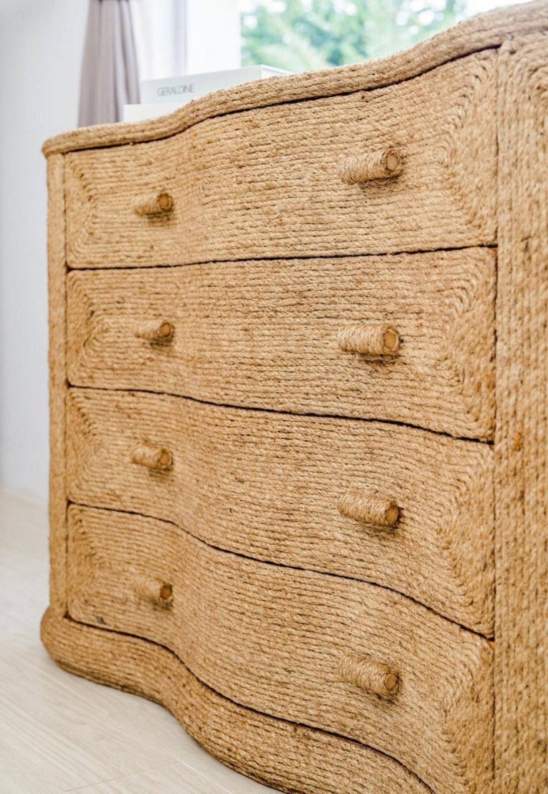 Natural Fiber Rope Chest Of Drawers photo vintage