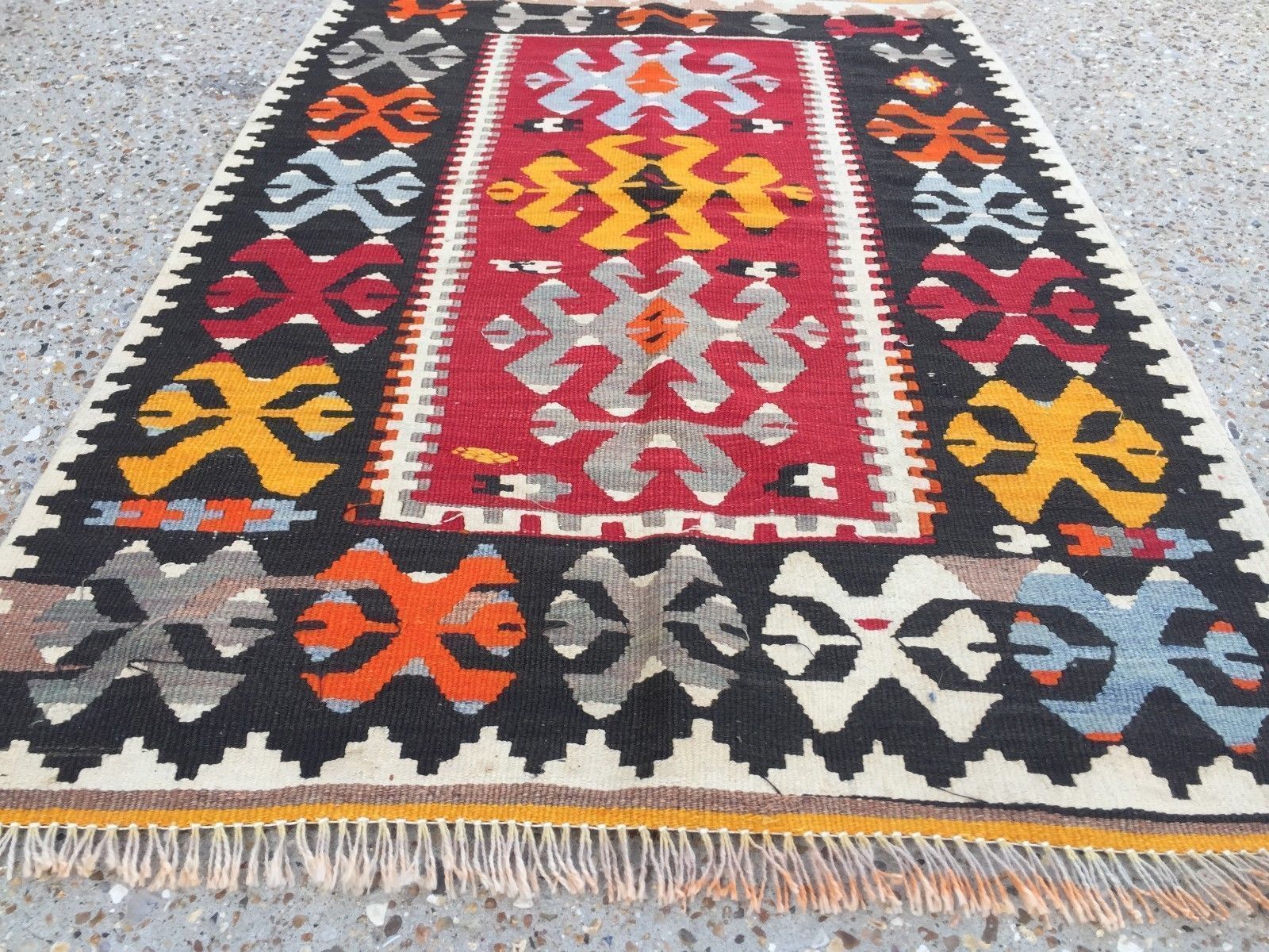 Antique Turkish Kilim Rug 120x79cm Shabby Vintage Old Wool Country Home Kelim photo Textiles