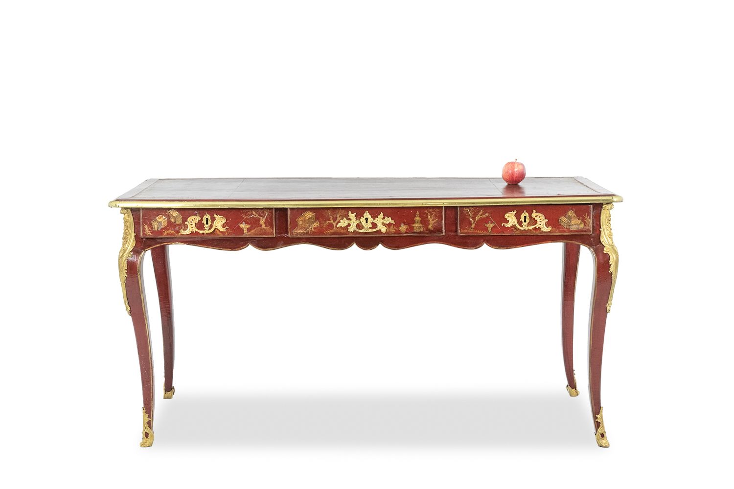 Louis XV Style Flat Desk Decorated With Lake Scenes. Circa 1850.