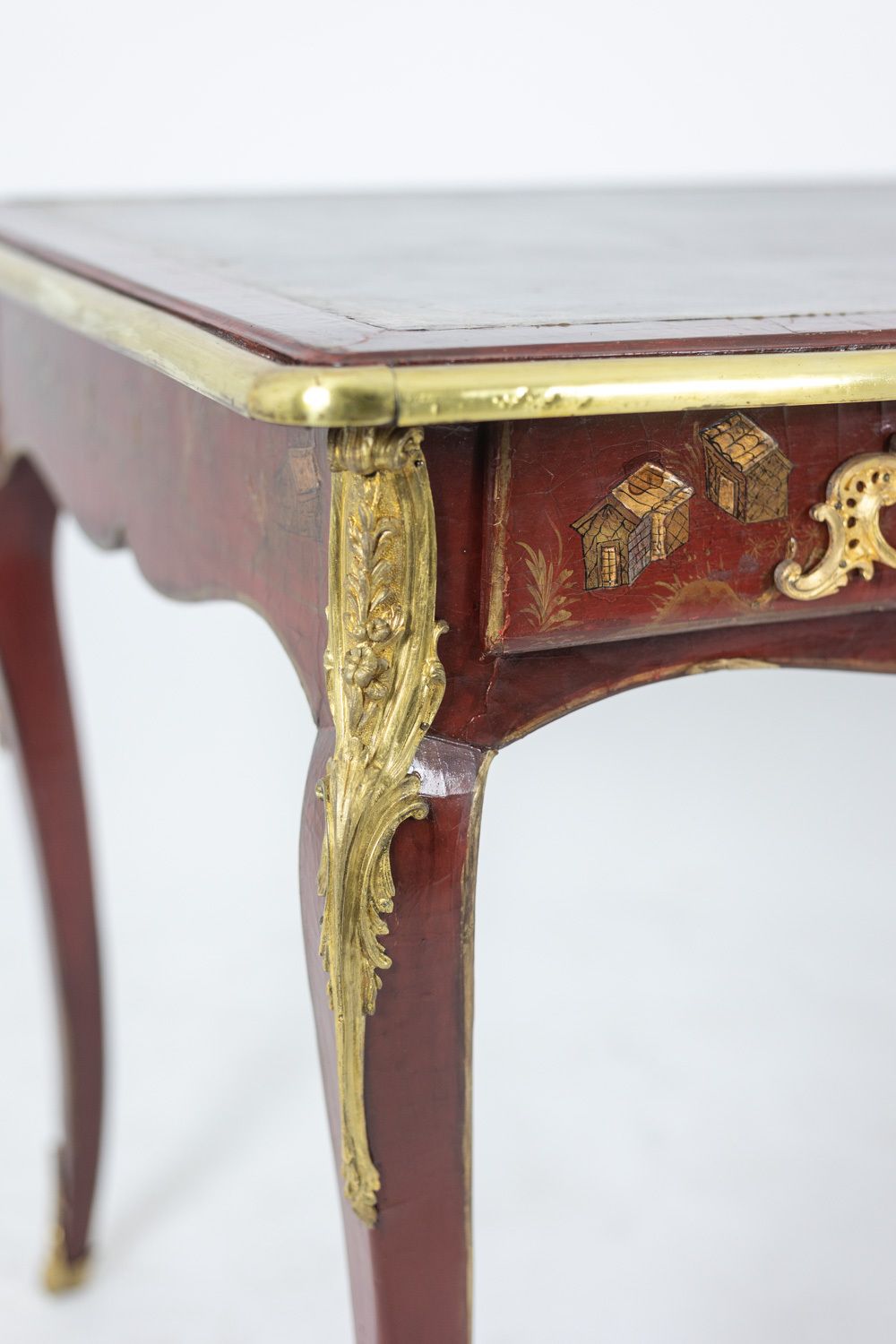 Louis XV Style Flat Desk Decorated With Lake Scenes. Circa 1850. photo for sale