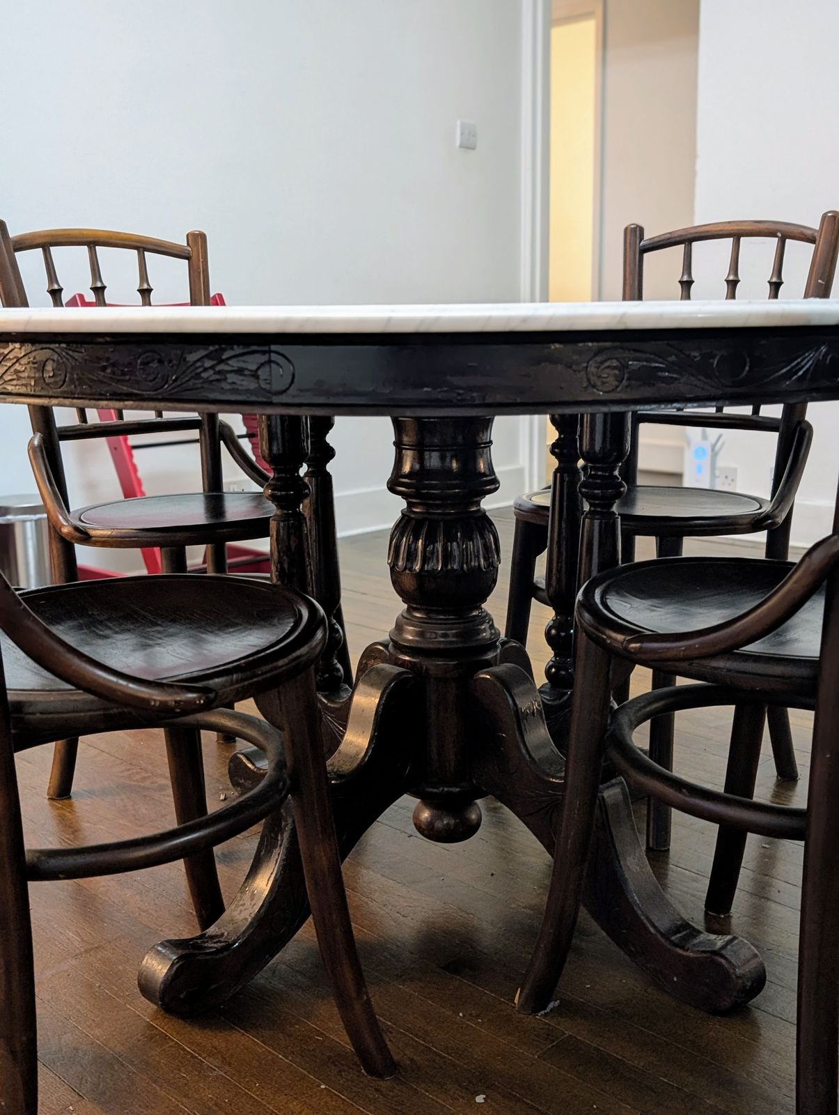Vintage 1960s Kopitiam Table (4 Seater) With Venetian Marble Top photo for sale