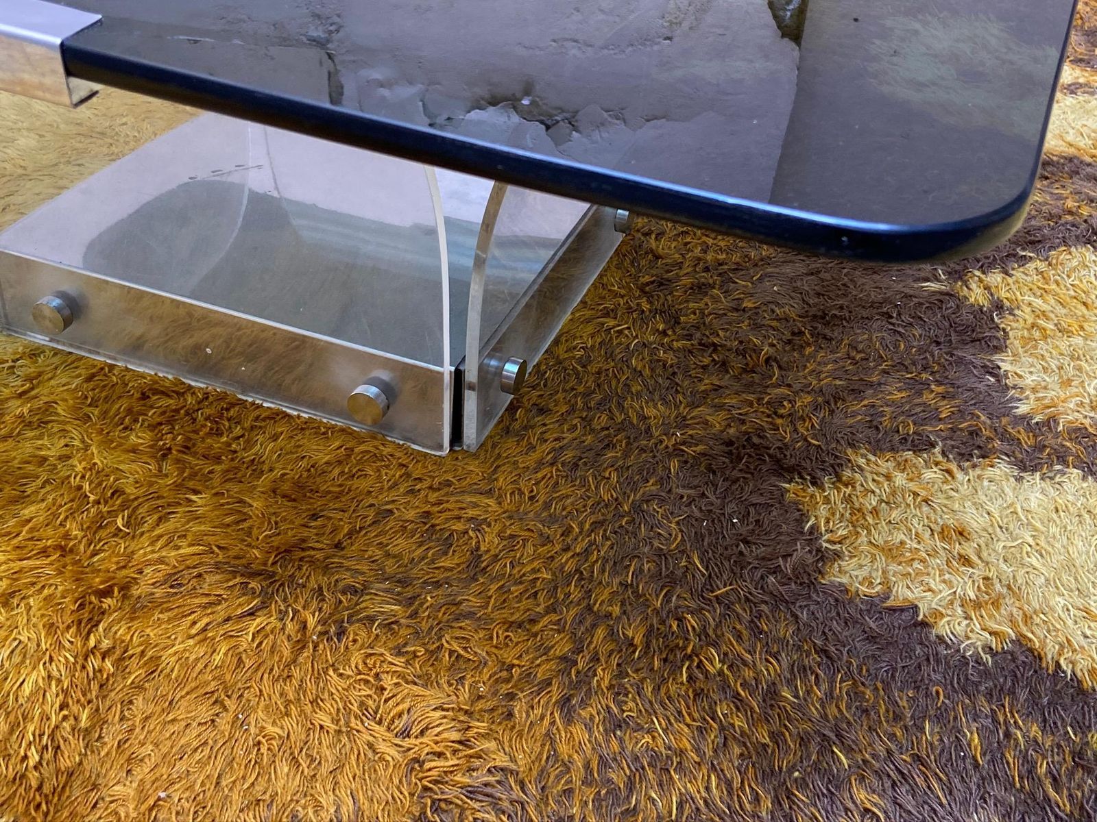 1970s Lucite And Glass Square Coffee Table Alessandro Albrizzi Style photo for sale