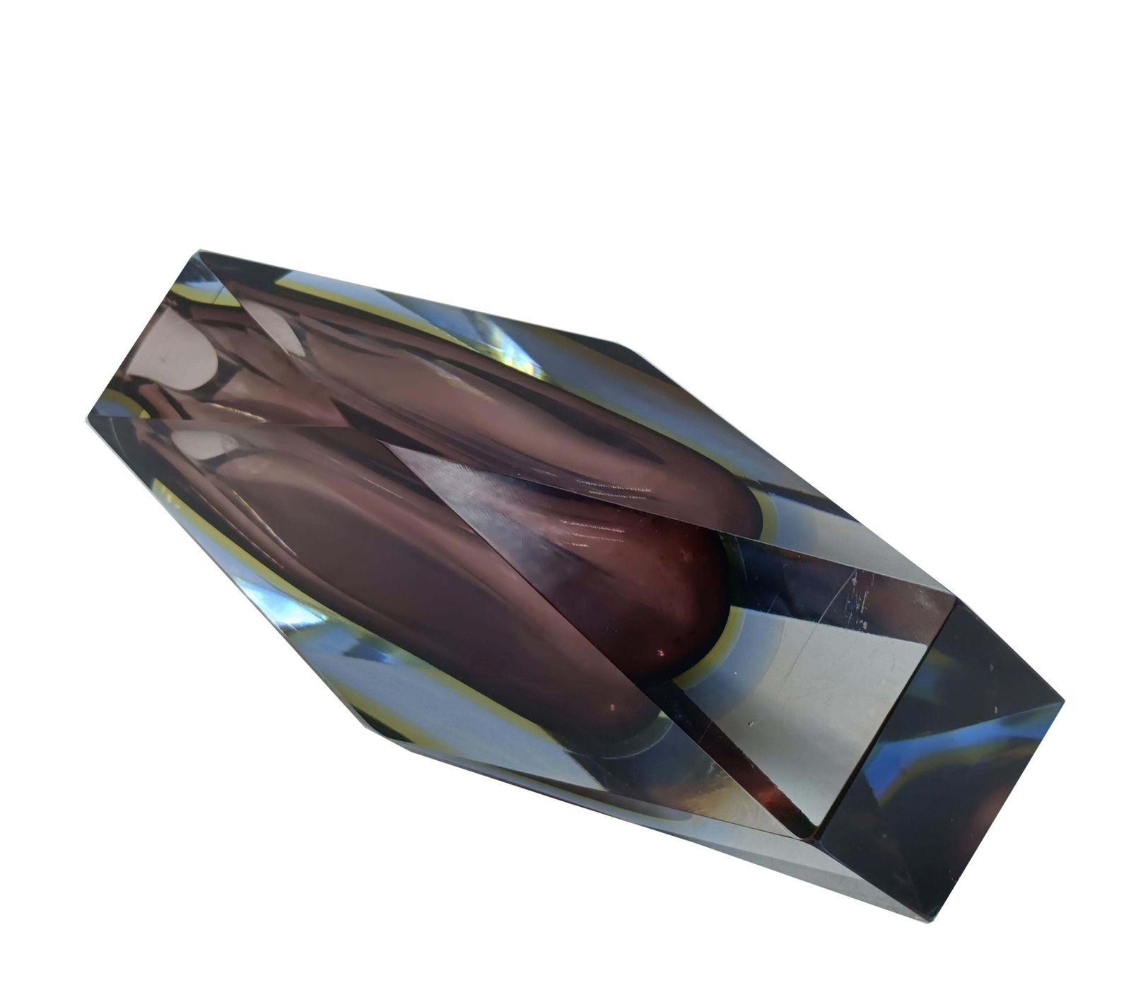 Luigi Mandruzzato Faceted Murano Glass Vase, Italy 1950s photo vinterior