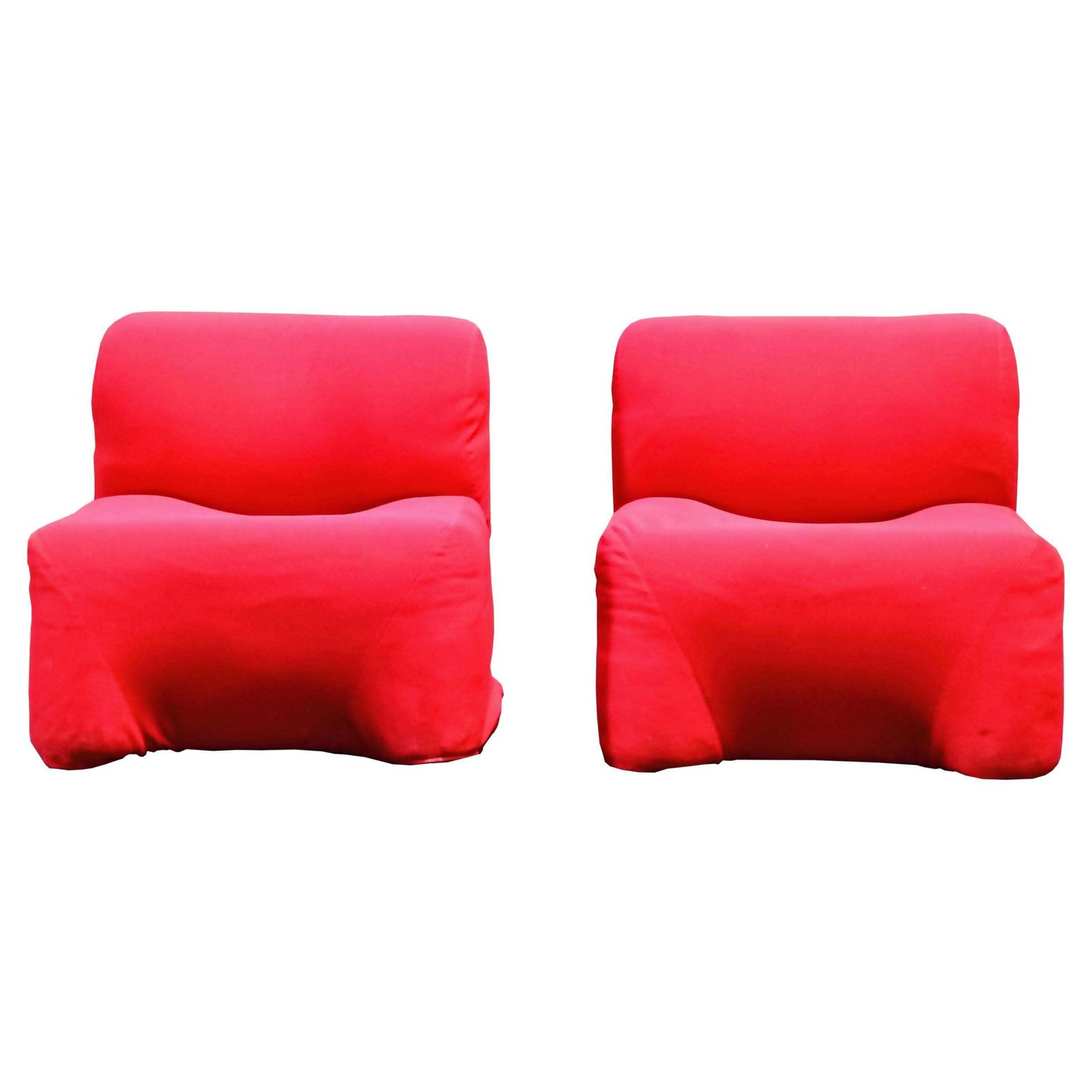 Carlo Bartoli For Rossi D'albizzate Pair Of Red Armchairs Mod. Bubble, 1970