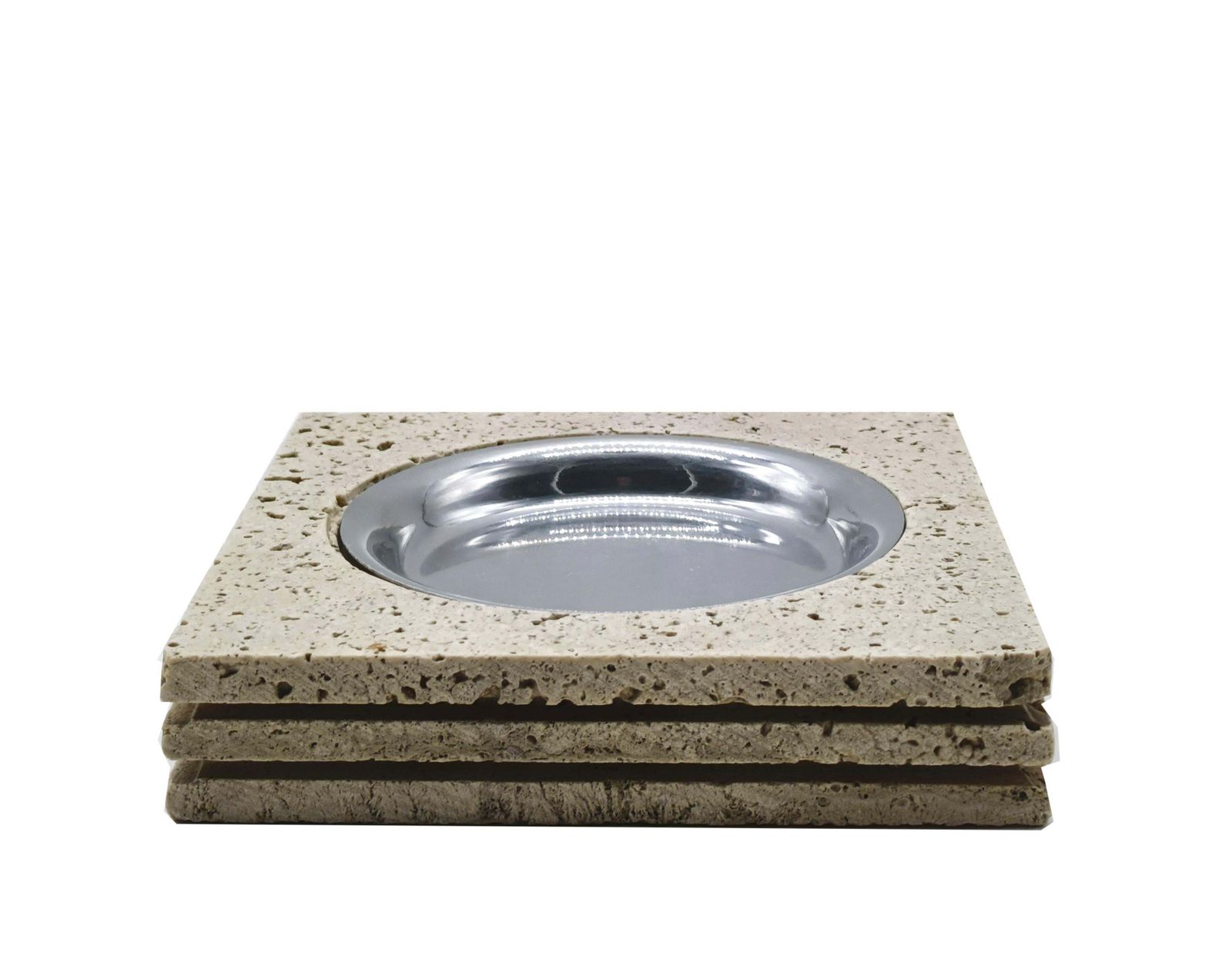 Enzo Mari For F.Lli Mannelli Travertine Ashtrays And Penholders, Italy 1970s photo furniture