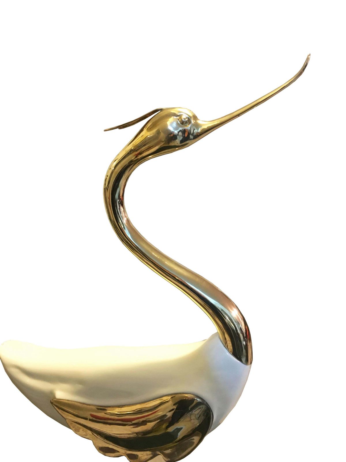 Antonio Pavia Rare Lacquered Wood And Gilded Bronze Heron, Italy 1970s photo for sale