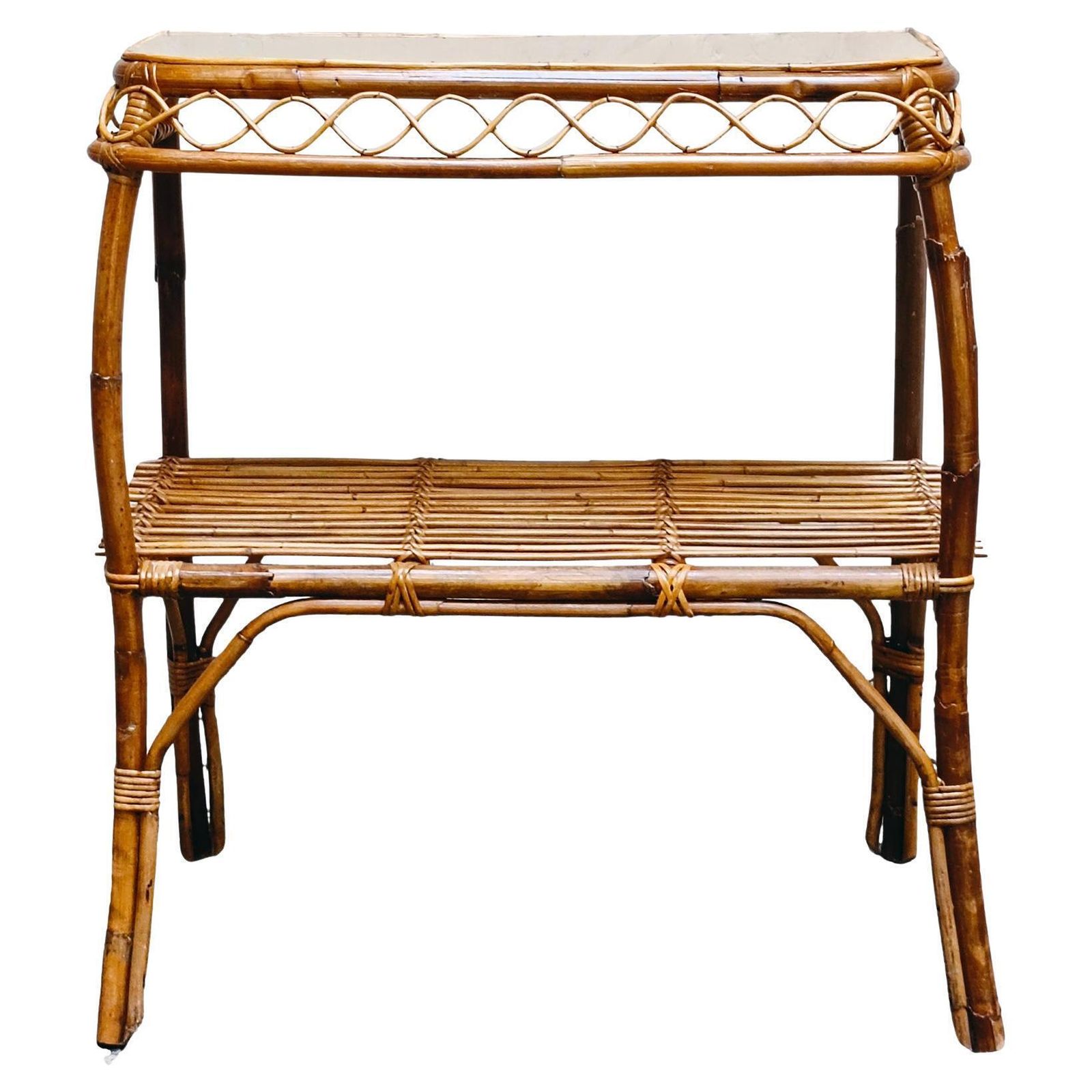 Franco Albini Attrib. Bamboo And Rattan Console Table, Italy 1960s