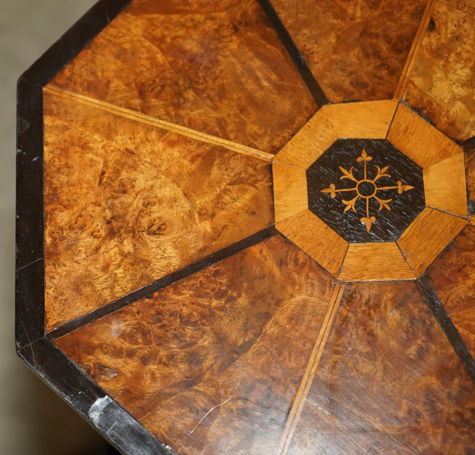 Exquisite Antique Victorian Hexagonal Burr Walnut Three Tiered Side End Table photo buy