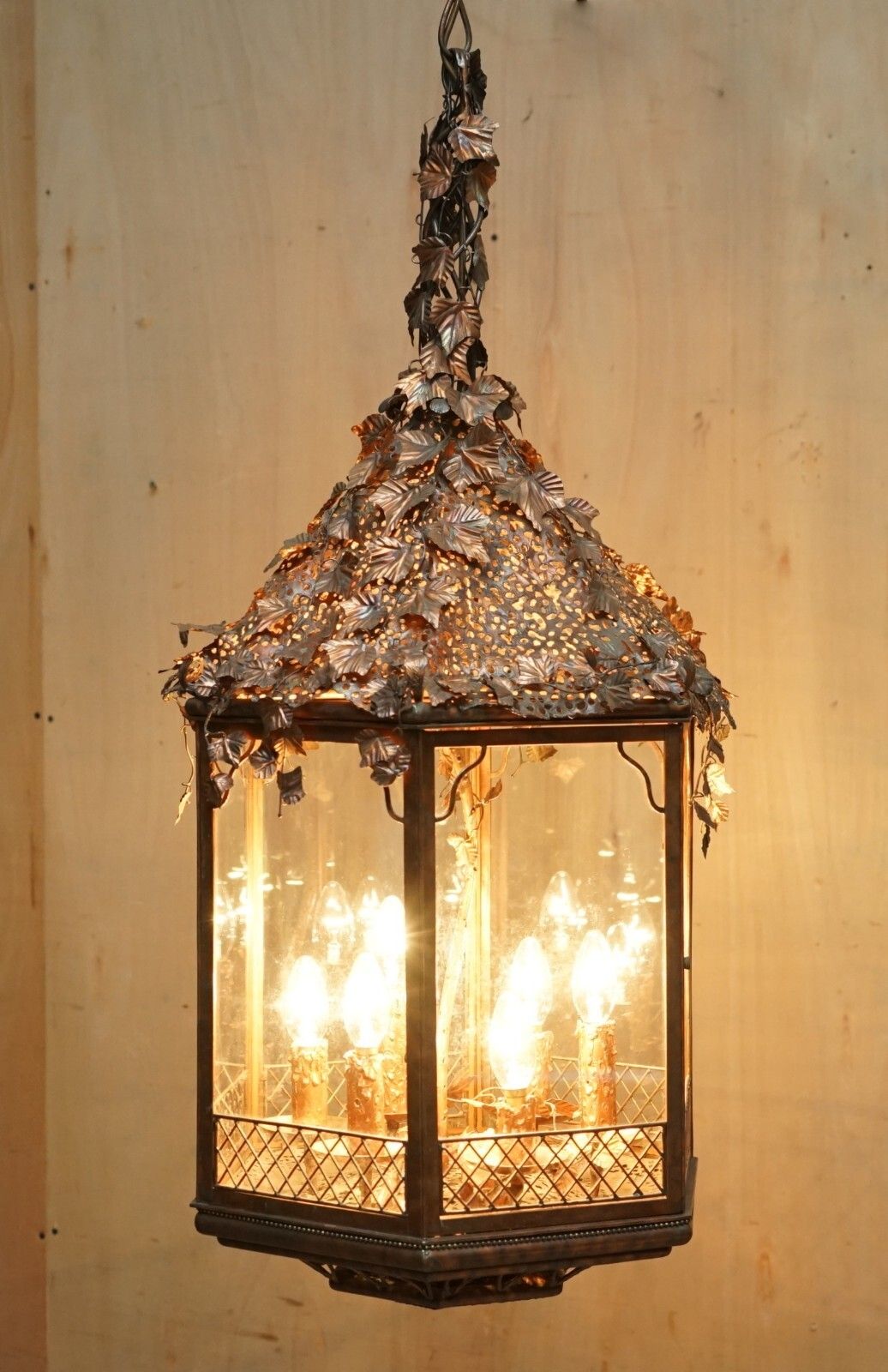 Important Decorative 1960's Italian Copper Floral Hanging Lantern Must See Pics photo furniture