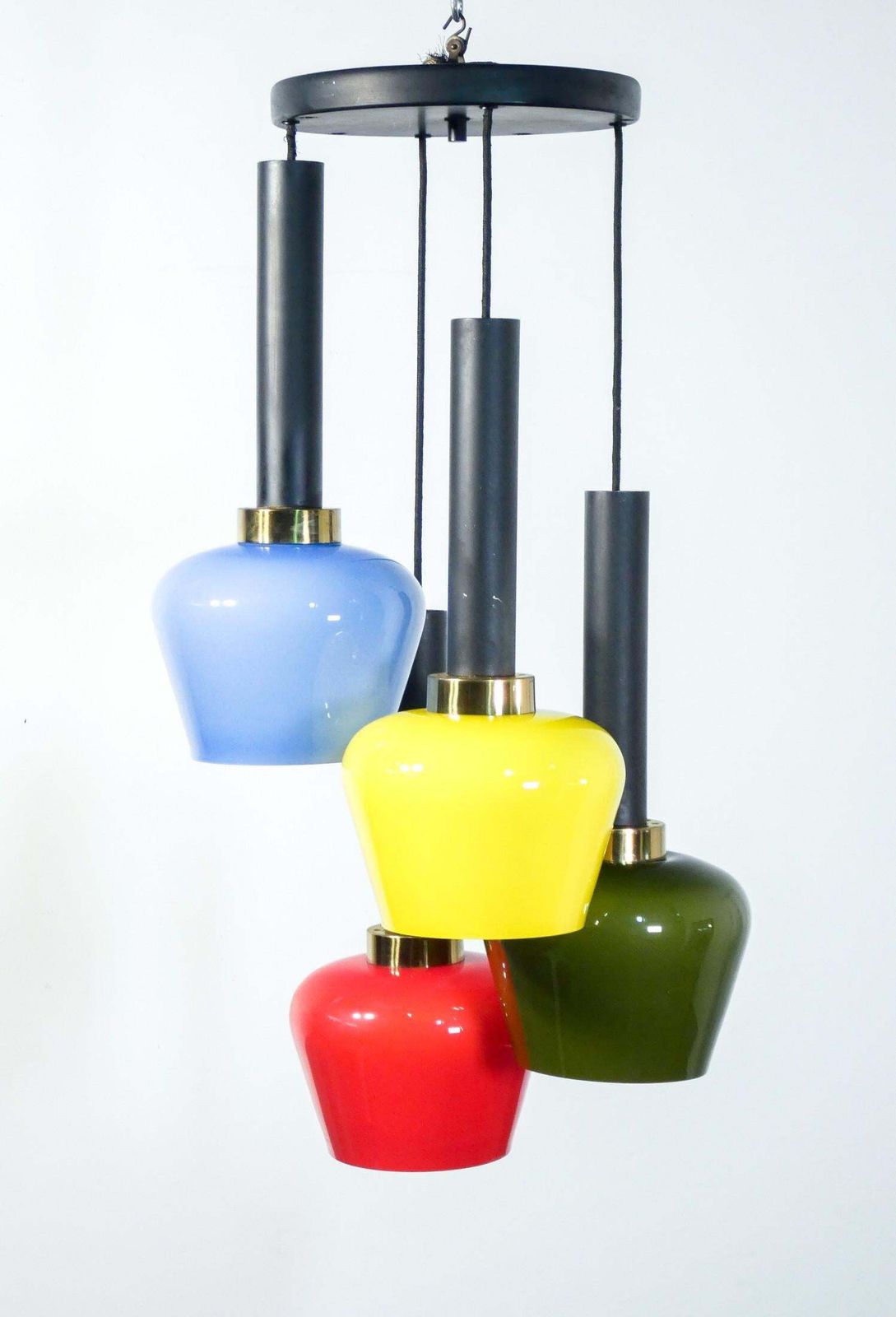 Italian Chandelier In Glass And Metal, Design Referable To Vistosi, Italy, 1960s photo Lighting