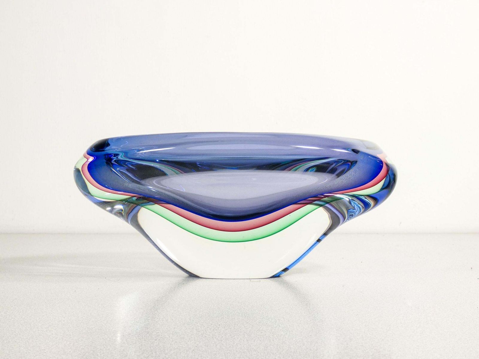 Murano Polychrome Blown Glass Vase, Submerged Series By Franco Schiavon. photo furniture