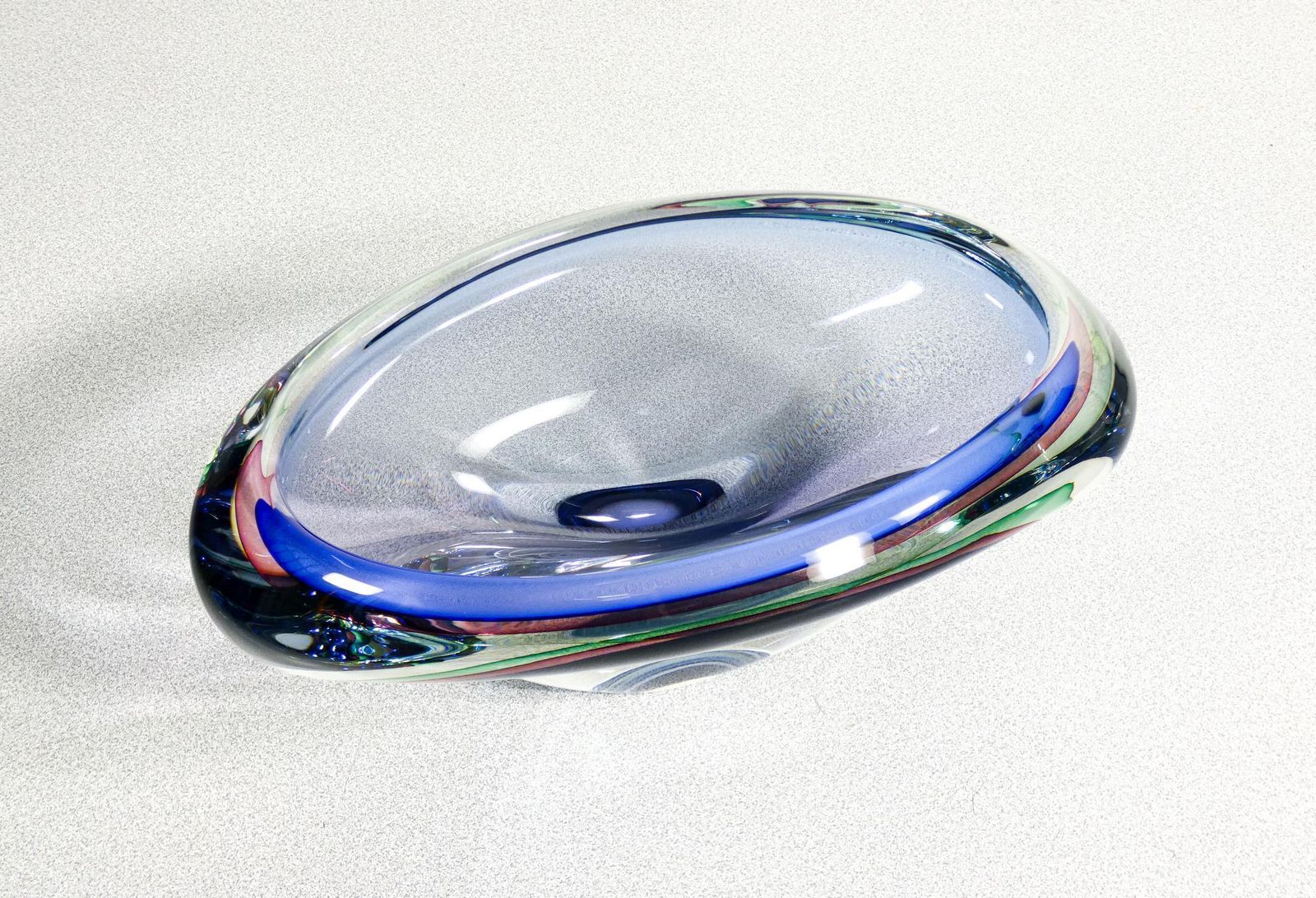 photo for sale Murano Polychrome Blown Glass Vase, Submerged Series By Franco Schiavon.