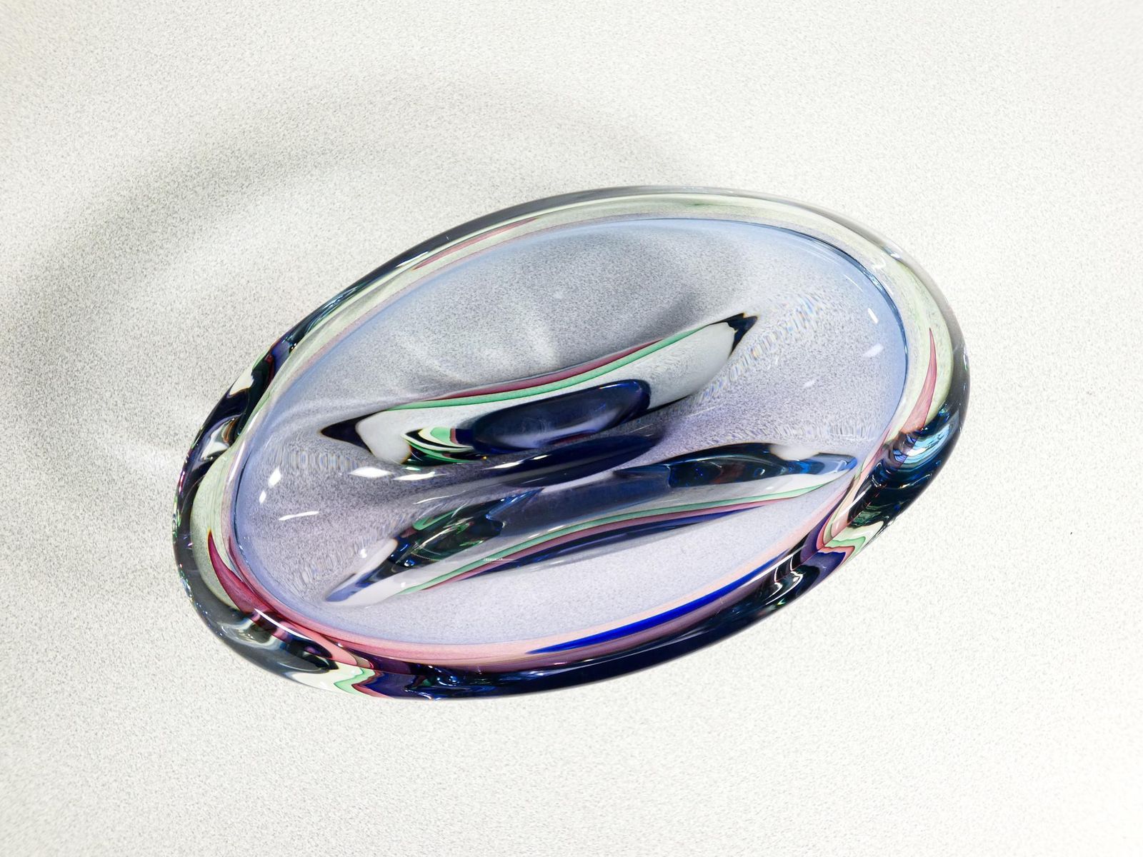 Home Decor Murano Polychrome Blown Glass Vase, Submerged Series By Franco Schiavon. photo