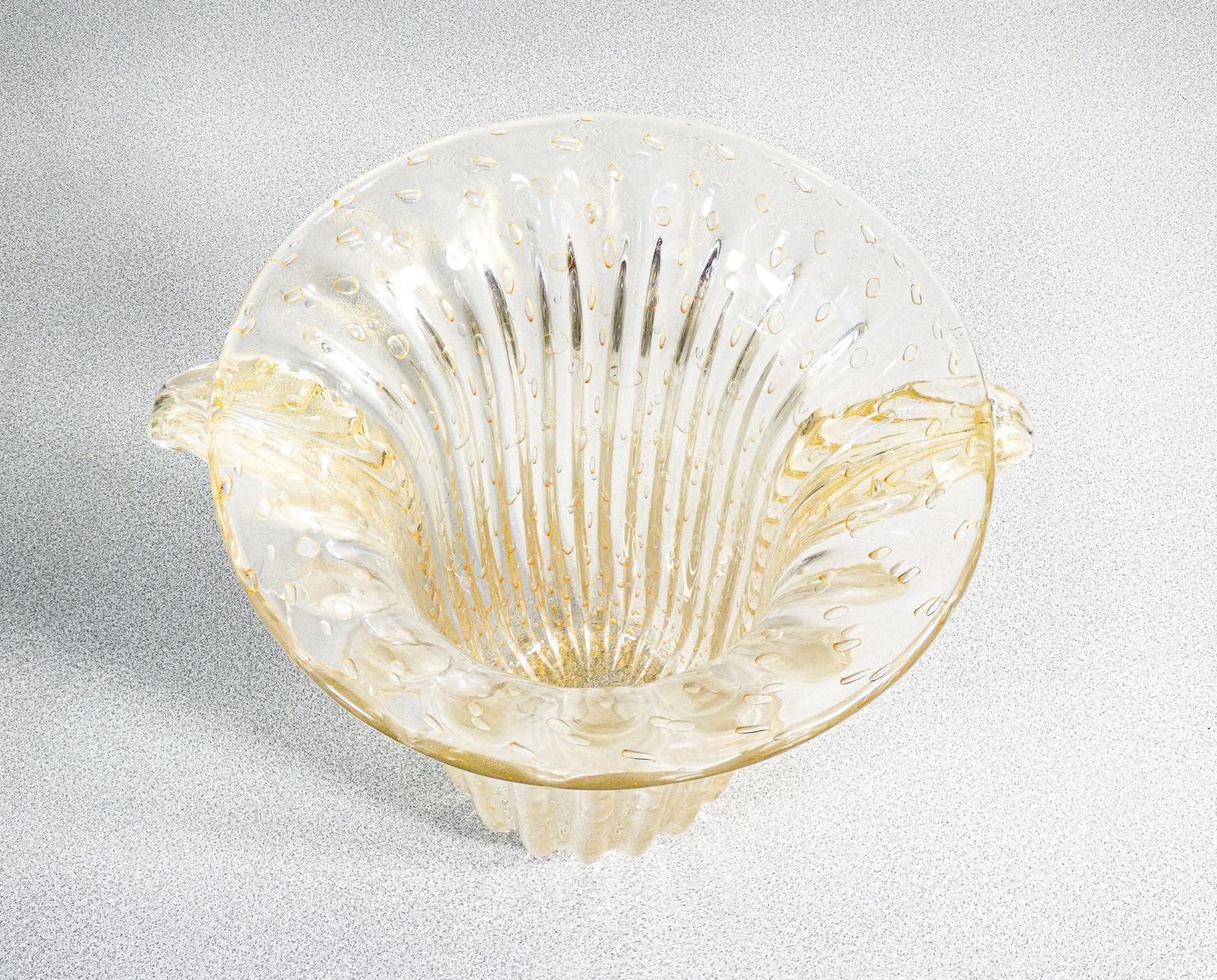 Home Decor Toso Murano Design Vase, Transparent Blown Glass Bullicant, Corded photo