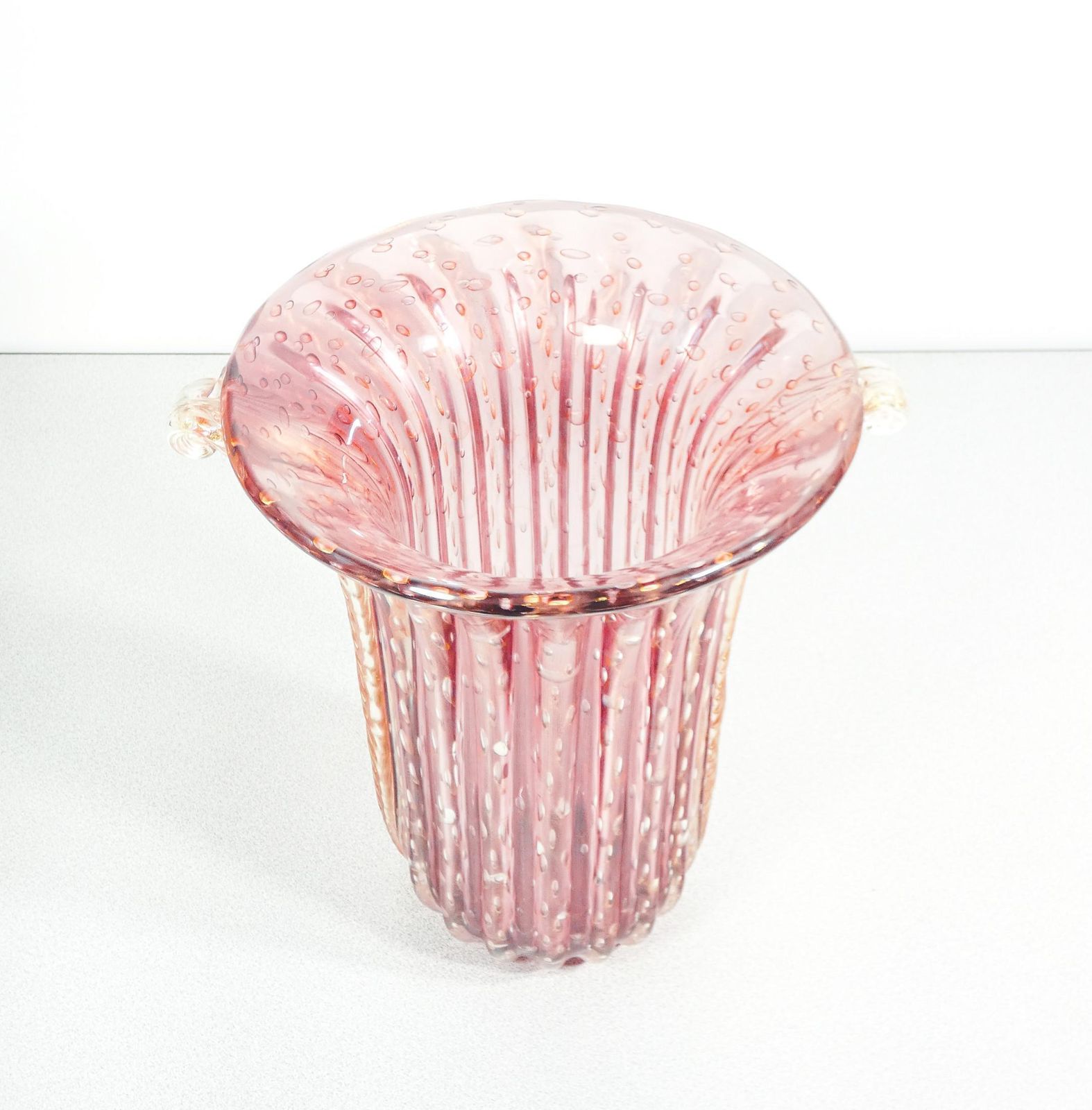 Toso Murano Design Vase, Pink Bulb Blown Glass, Corded photo Home Decor