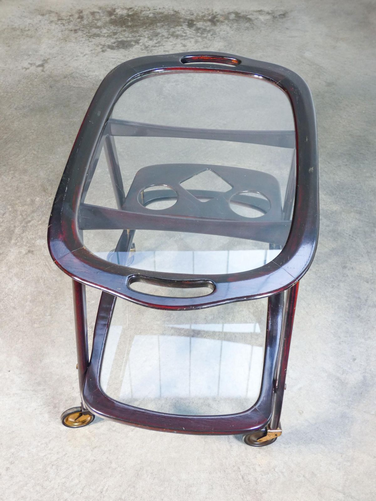 Cesare Lacca Design Food Cart, Lacquered Wood With Tray. 1950s photo vinterior