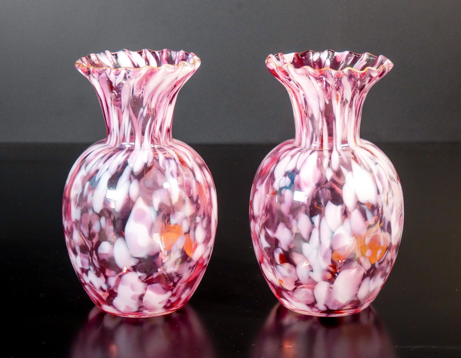 Pair Of Blown Glass Vases, "Verrerie Saint Denis" 'Post Legras', 1800 photo for sale