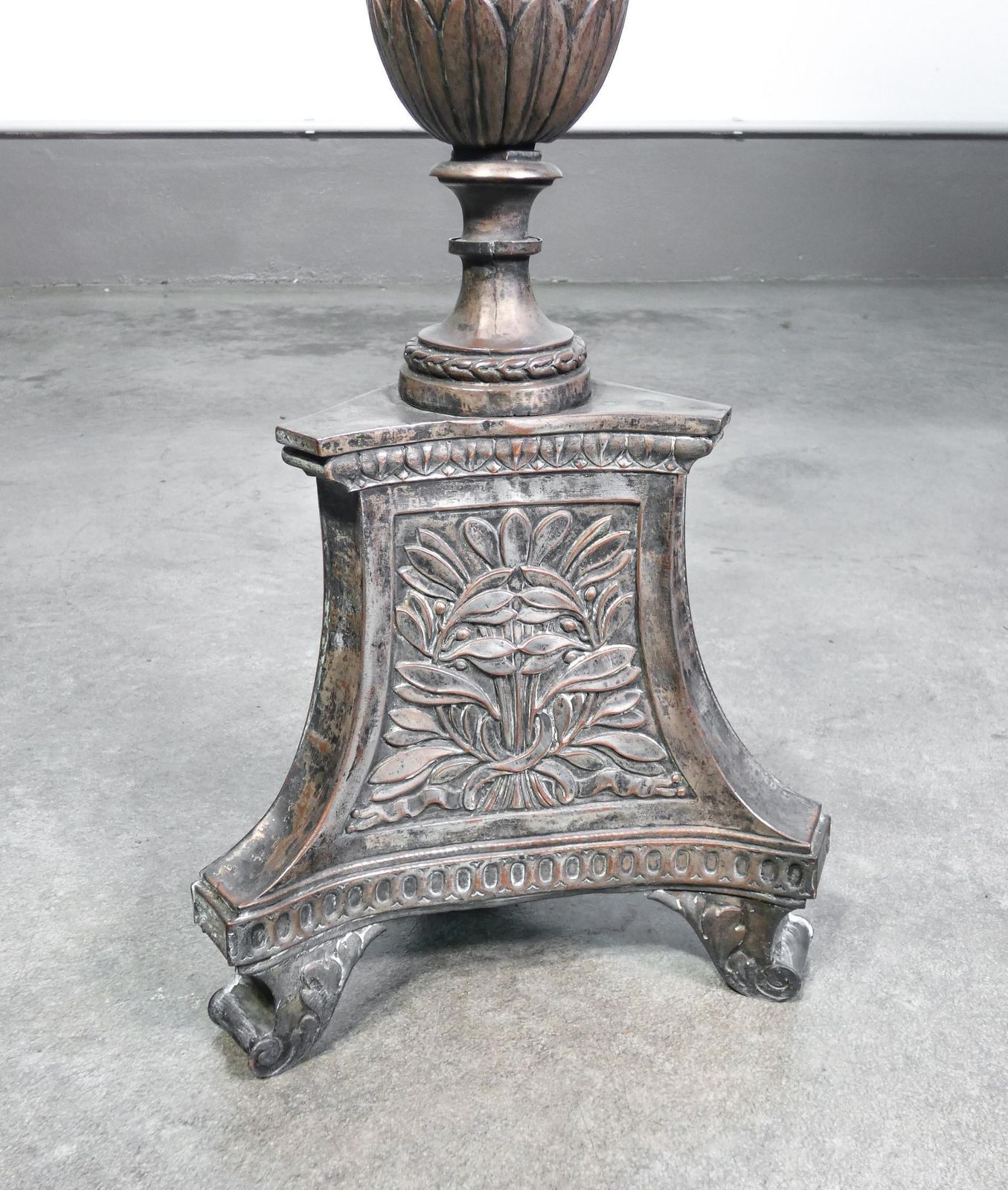 Candlestick In Silvered Copper, Embossed Decoration, Italy, 18th Century photo Home Decor