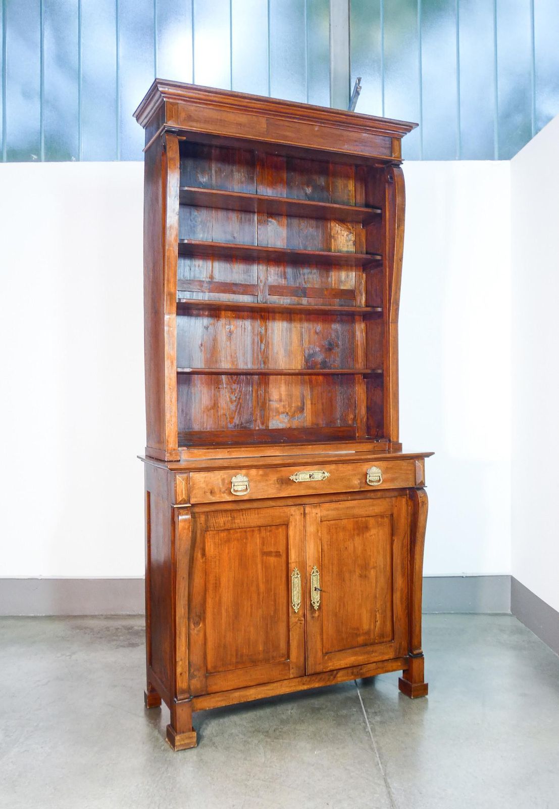 Large Empire Style Sideboard Bookcase Made Of Solid Walnut Wood. Early 19th Century photo for sale