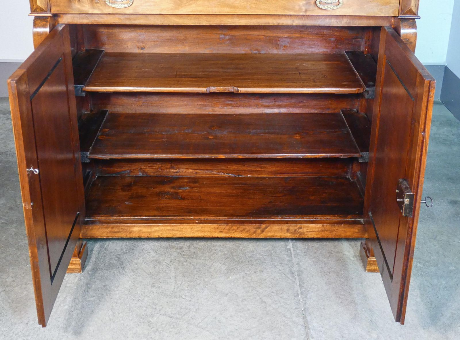 photo furniture Large Empire Style Sideboard Bookcase Made Of Solid Walnut Wood. Early 19th Century