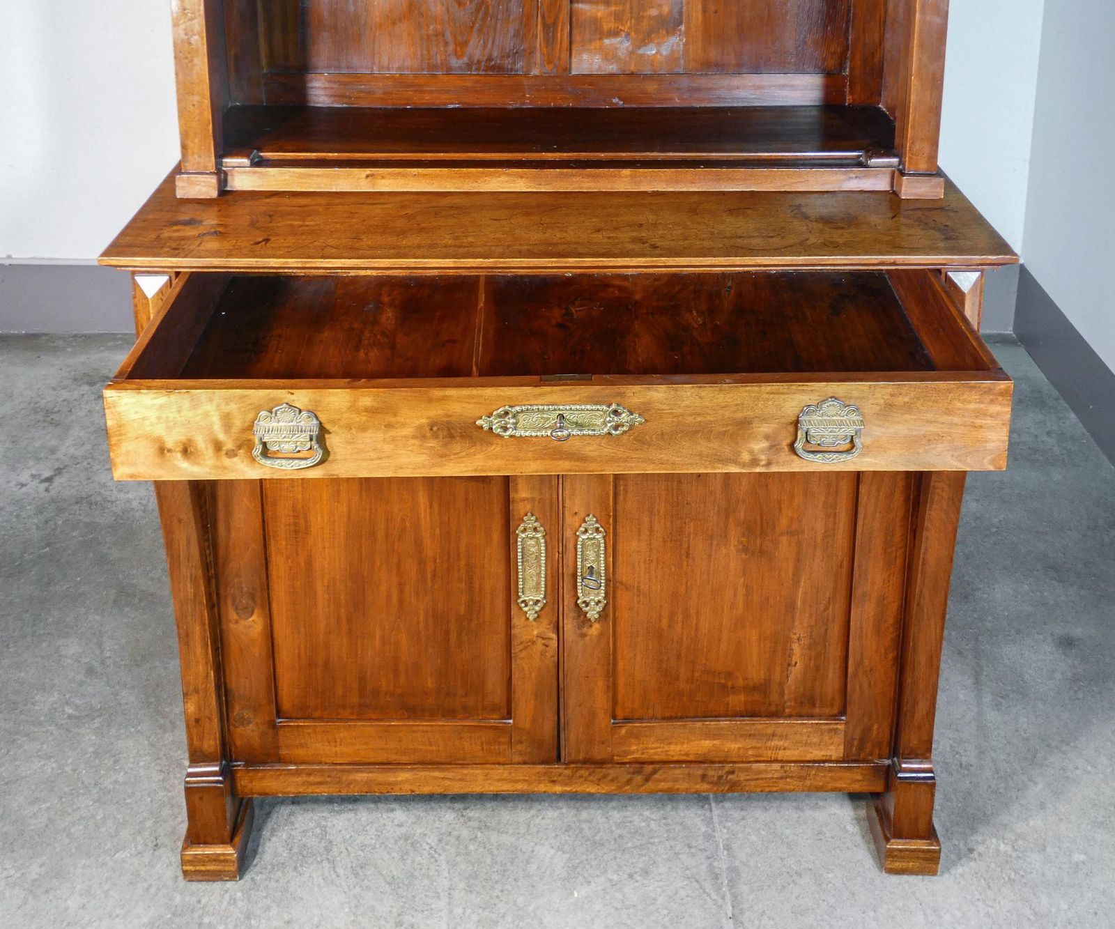 photo for sale Large Empire Style Sideboard Bookcase Made Of Solid Walnut Wood. Early 19th Century