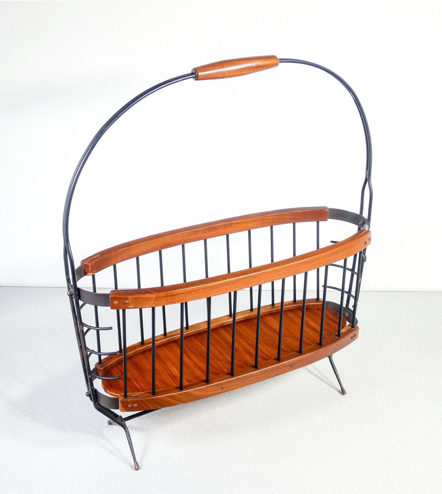 Italian Design Magazine Rack Made Of Wood And Metal. Italy, 50s photo Home Decor